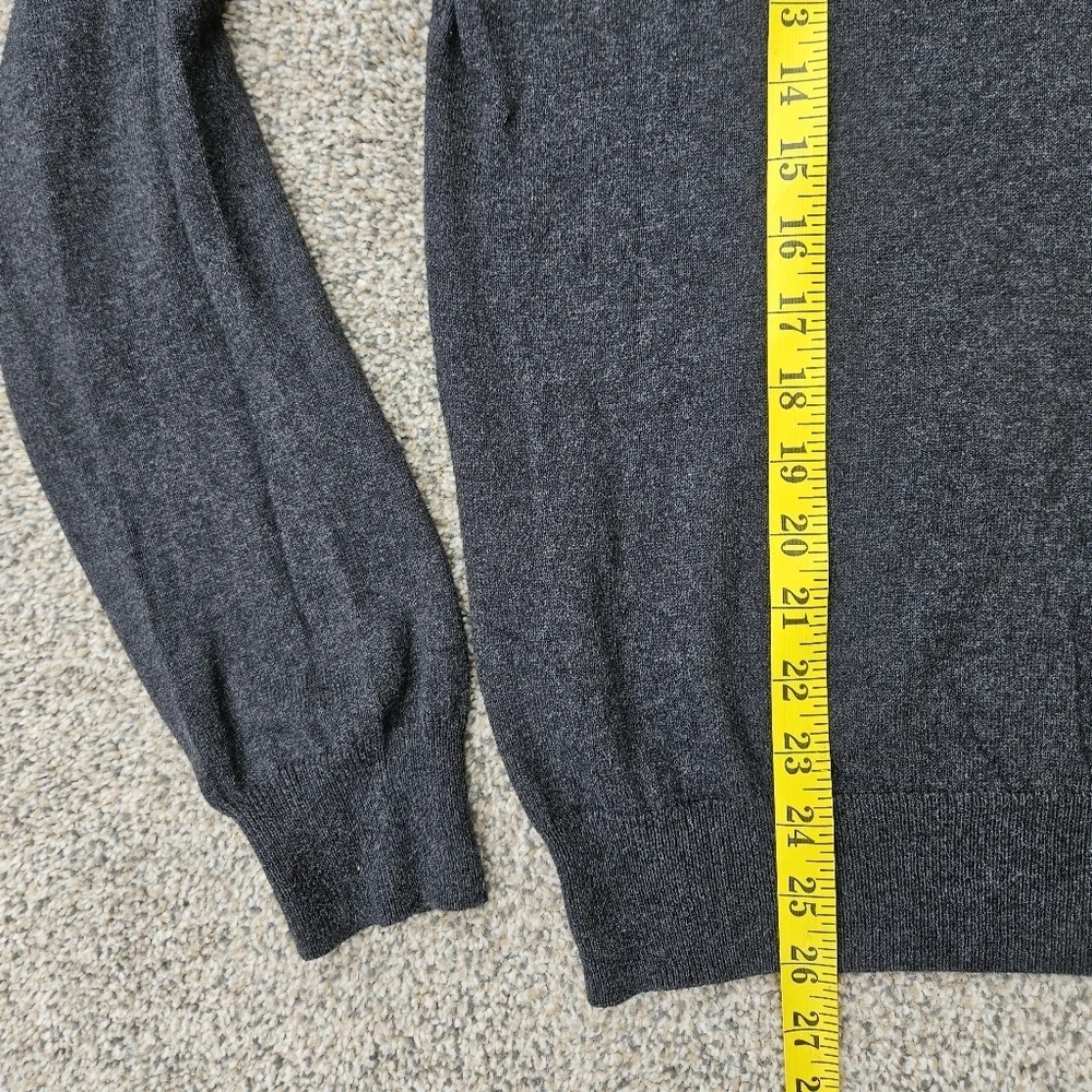 J Crew Cashmere Cotton Sweater Charcoal Gray V Neck Slim Fit Mens Size Medium